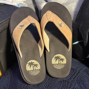 Margaritaville Men's Tan and Brown Flip Flops